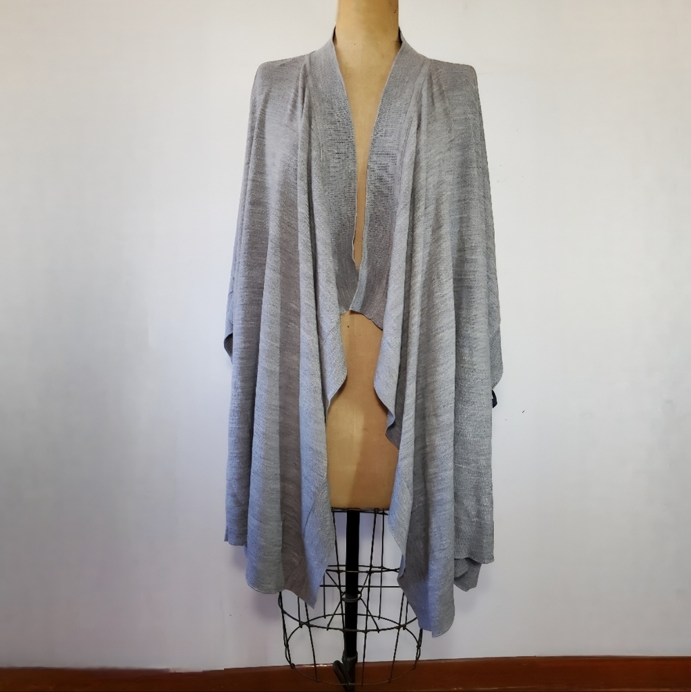 Tommy Hilfiger Size L Poncho Cardigan Sweater Shrug Ties Scarf Neck Open Front
